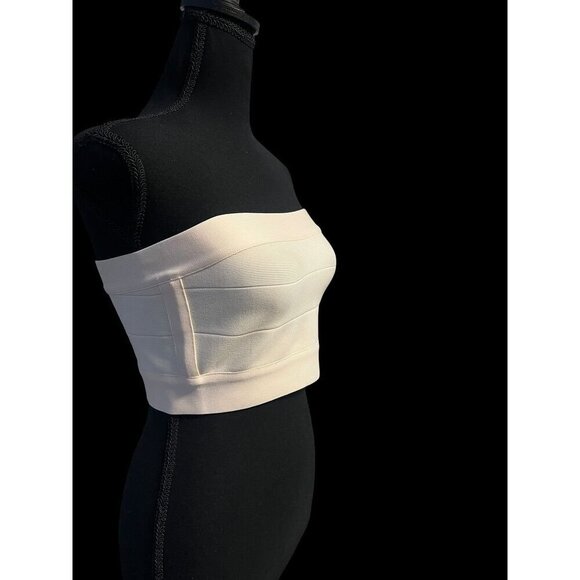 Susana Monaco Womens Beige Strapless Tube top, Zip-Back Crop Top, SM - Picture 3 of 13